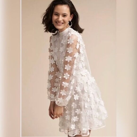 BHLDN Dresses & Skirts - Stevie May 3D Floral Mini Dress w Bow Back